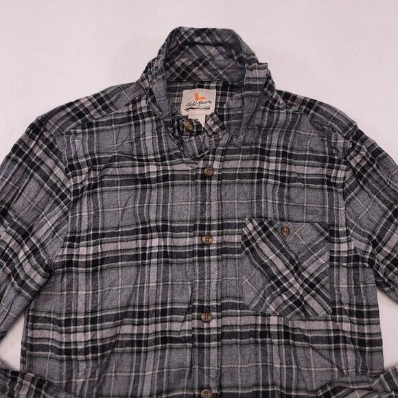 Field & Stream Tartan Flannel Button Up Long Sleeve Shirt Mens Size Small S Gray - Picture 1 of 11